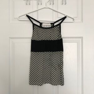 Vintage Two Roads Camisole S Colorblock Diagonal Stripes Black White Racerback